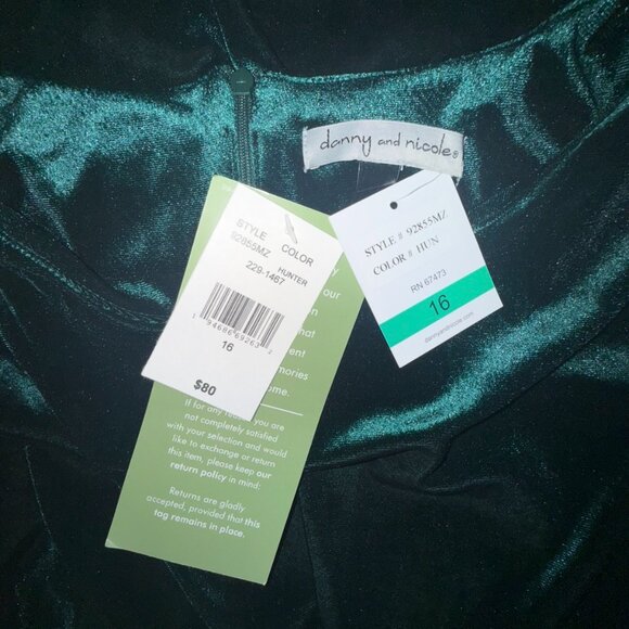 Danny & Nicole Velvet Women's Hunter Green Short Sleeve Midi Fit + Flare Dress S - Picture 10 of 12